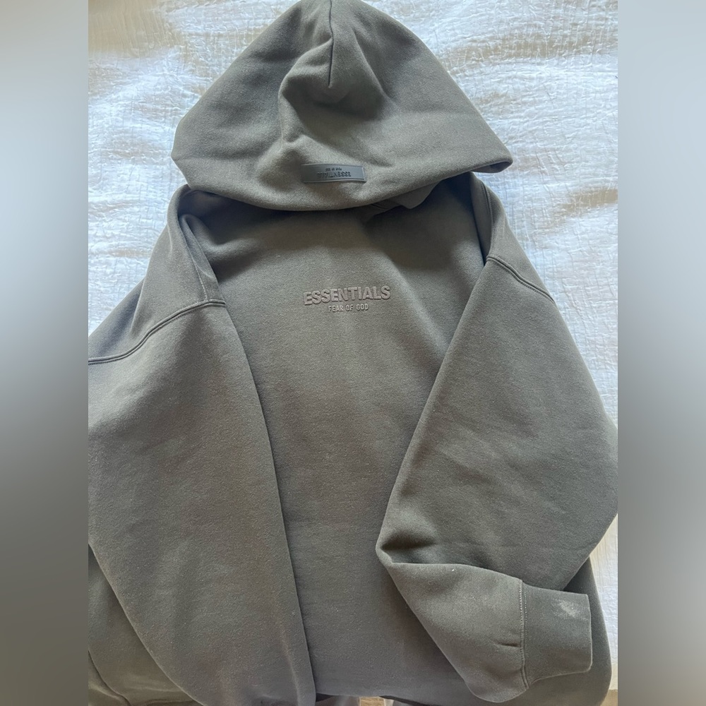 essentials taupe cotton hoodie